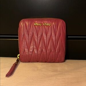 Miu Miu Pink Quilted Leather Wallet